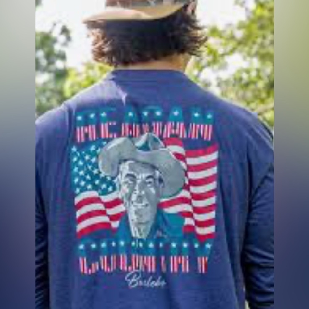 BURLEBO Men's Patriotic Graphic Ronald Reagan Long Sleeve Tee NWT